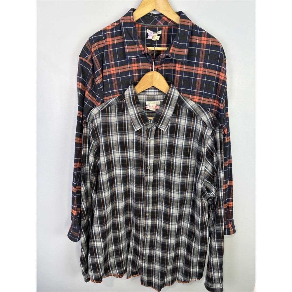 Lot Of 2 Carbon 2 Cobalt Mens Button Up Shirt XL Flannel Plaid Coral Gorpcore‎